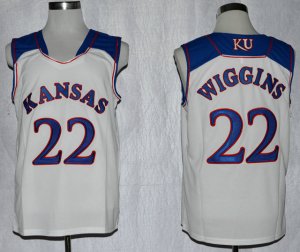 Maillot De Basket NCAA Kansas Jayhawks Andrew Wiggins 22 NCAA Basketball Authentique Blanc